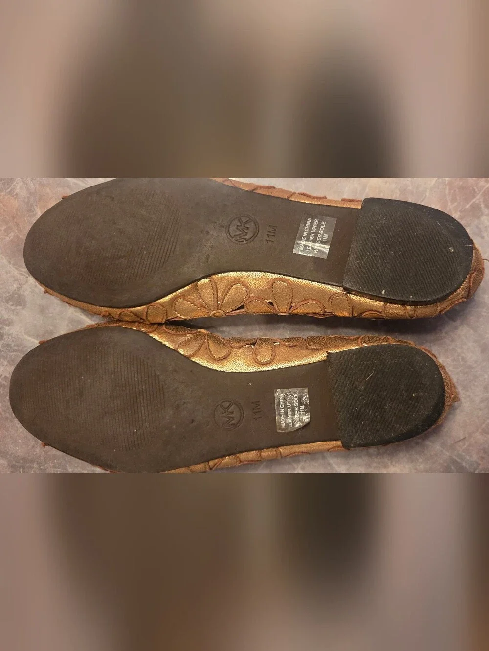 Michael Kors Gold Floral Cutout Ballet Flats